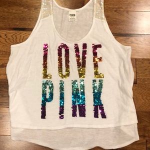 Victoria’s Secret PINK sequin tee. Sz L
